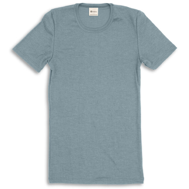 ENGEL wol zijde HEREN shirt met korte mouw IJSBLAUW
