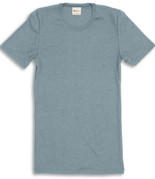 ENGEL wol zijde HEREN shirt met korte mouw IJSBLAUW