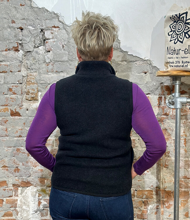 ENGEL NATUR wollen BODYWARMER dames wolfleece ZWART