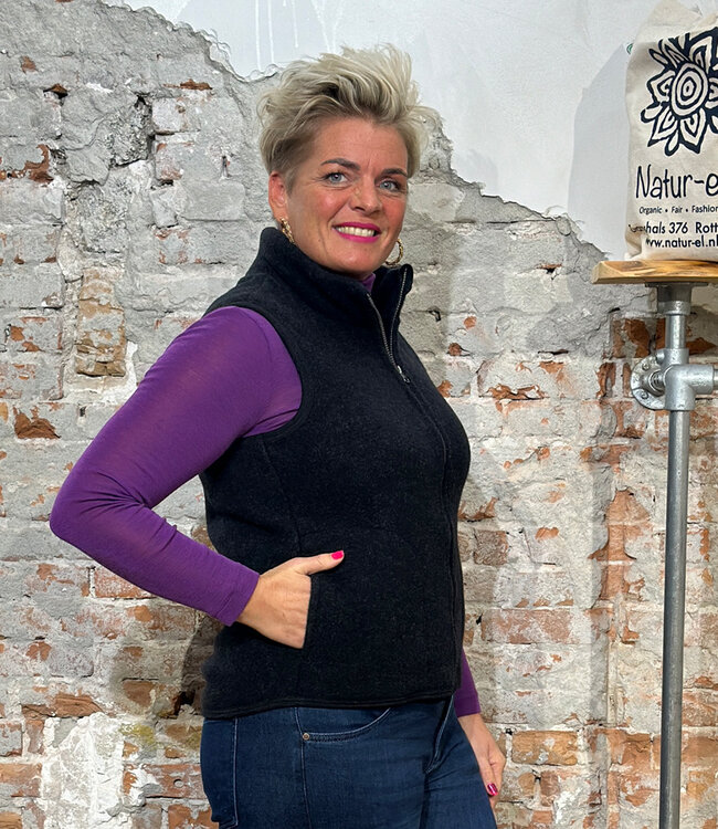 ENGEL NATUR wollen BODYWARMER dames wolfleece ZWART