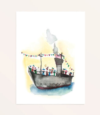 Iris van Dijck Wens kaart STOOMBOOT - Iris van Dijck A6