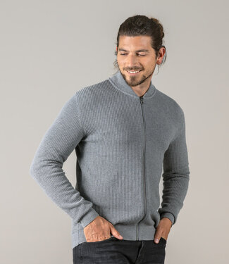 Living Crafts LIVING CRAFTS heren vest met rits PAVO GREY biologisch katoen