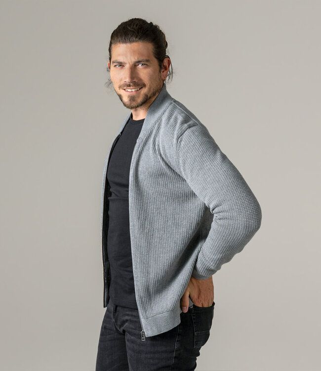 LIVING CRAFTS heren vest met rits PAVO GREY biologisch katoen