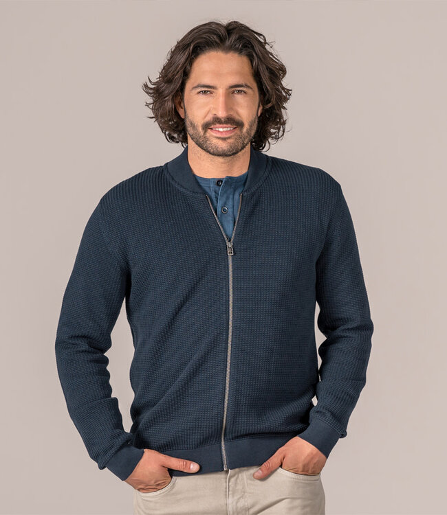 LIVING CRAFTS heren vest met rits PAVO NAVY biologisch katoen