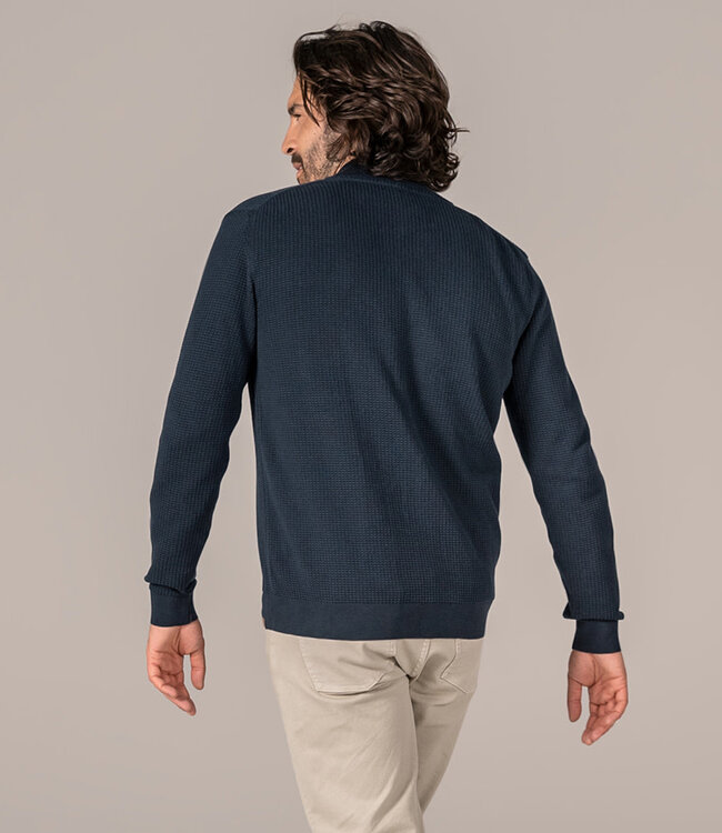 LIVING CRAFTS heren vest met rits PAVO NAVY biologisch katoen