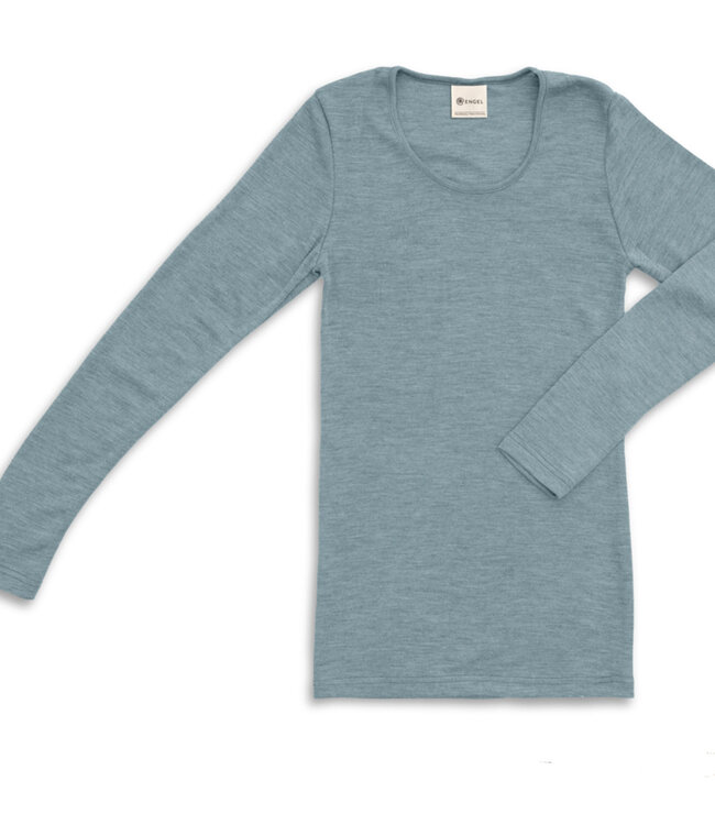 ENGEL Wol zijde longsleeve dames wollen ondergoed IJSBLAUW