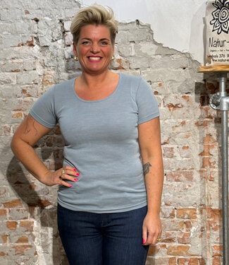 Engel ENGEL Wol zijde shirt korte mouw dames IJSBLAUW