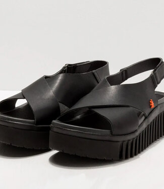 The ART company ART zwarte duurzame sandalen met dikke zool DUNE BLACK