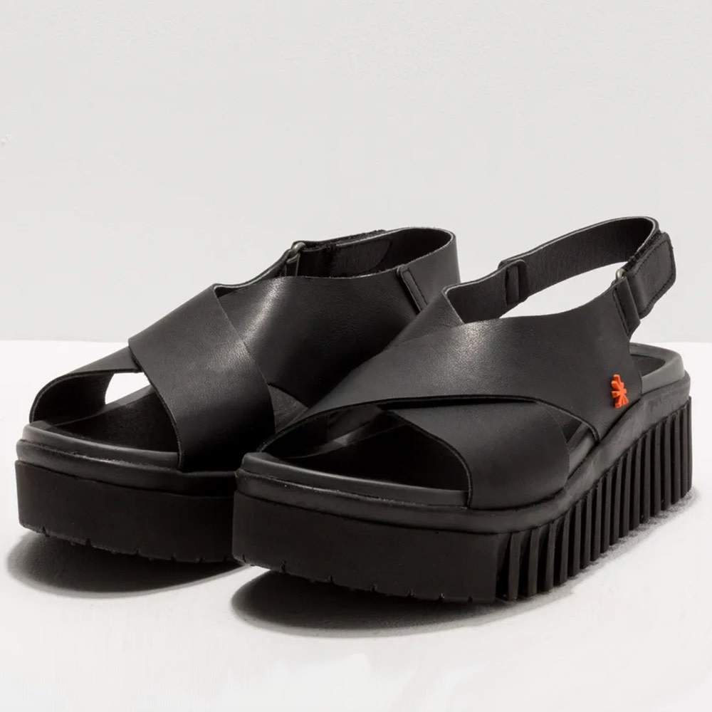 Schoenen Zwarte Platform Sandalen ART Zwarte Duurzame Sandalen Met