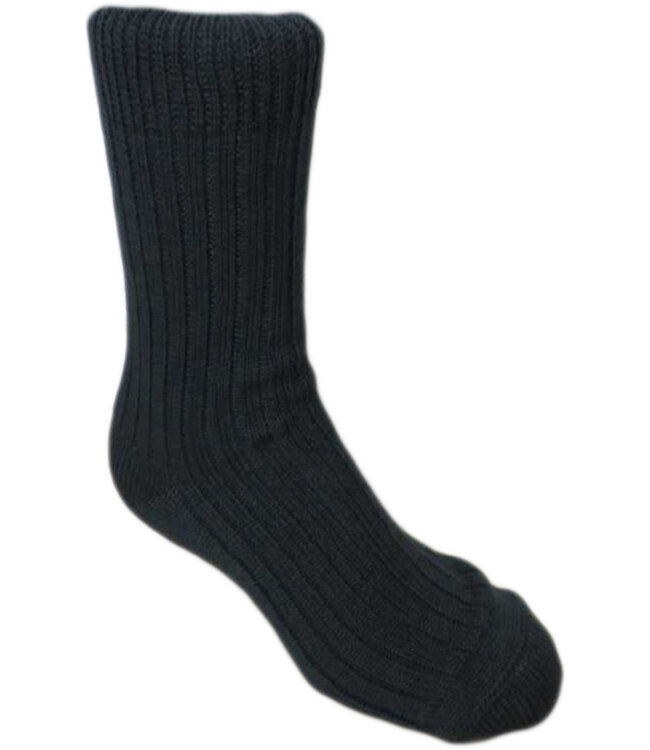 GRODO pure wollen rib sokken effen DONKERGROEN