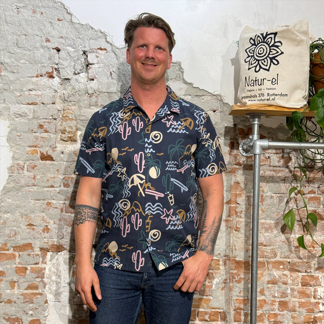 MAZINE overhemd korte mouw BEACH biologisch katoen