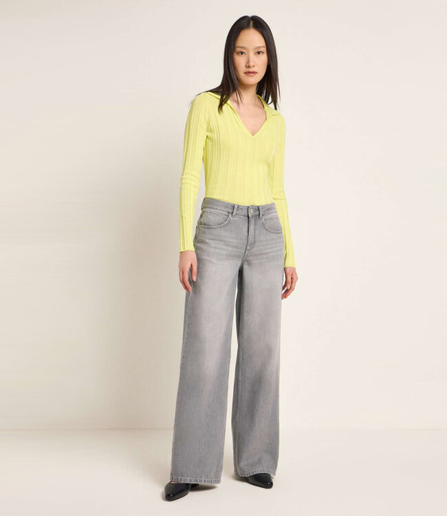 LANIUS mid waist spijkerbroek RIFKA GREY met wijde pijpen