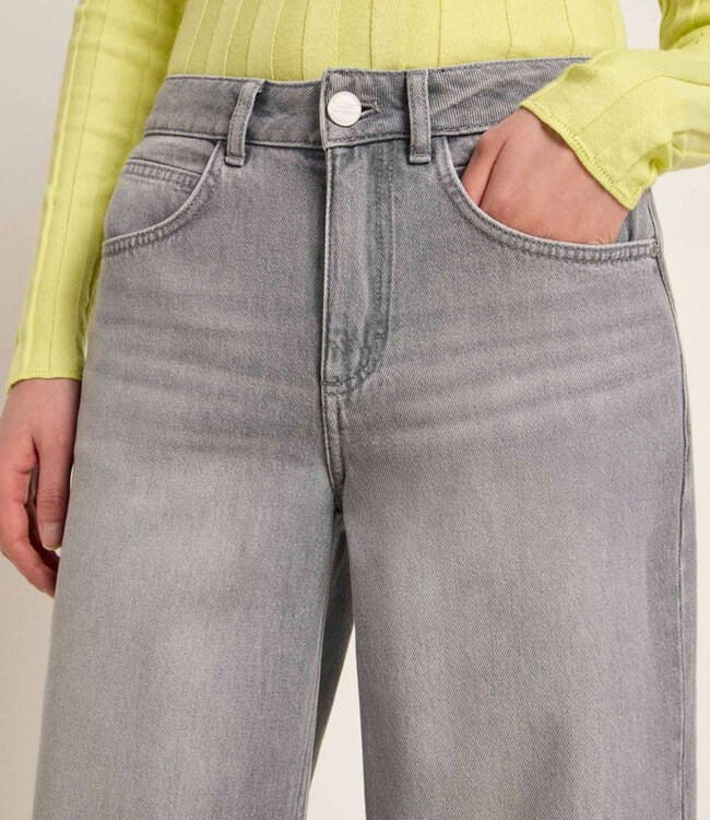 LANIUS mid waist spijkerbroek RIFKA GREY met wijde pijpen
