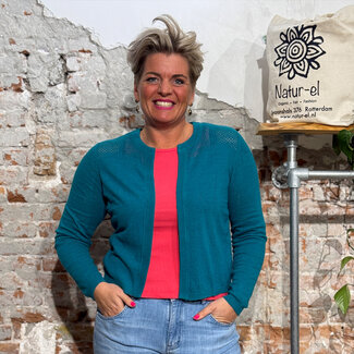 Madness MADNESS vestje linnen & biologisch katoen AJOUR TEAL