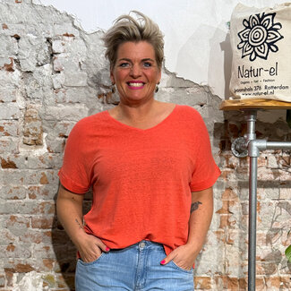 Madness MADNESS oversized linnen v-hals shirt JISKA CAYENNE