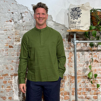 Komodo KOMODO henley overhemd ELIJAH KAKI linnen katoen