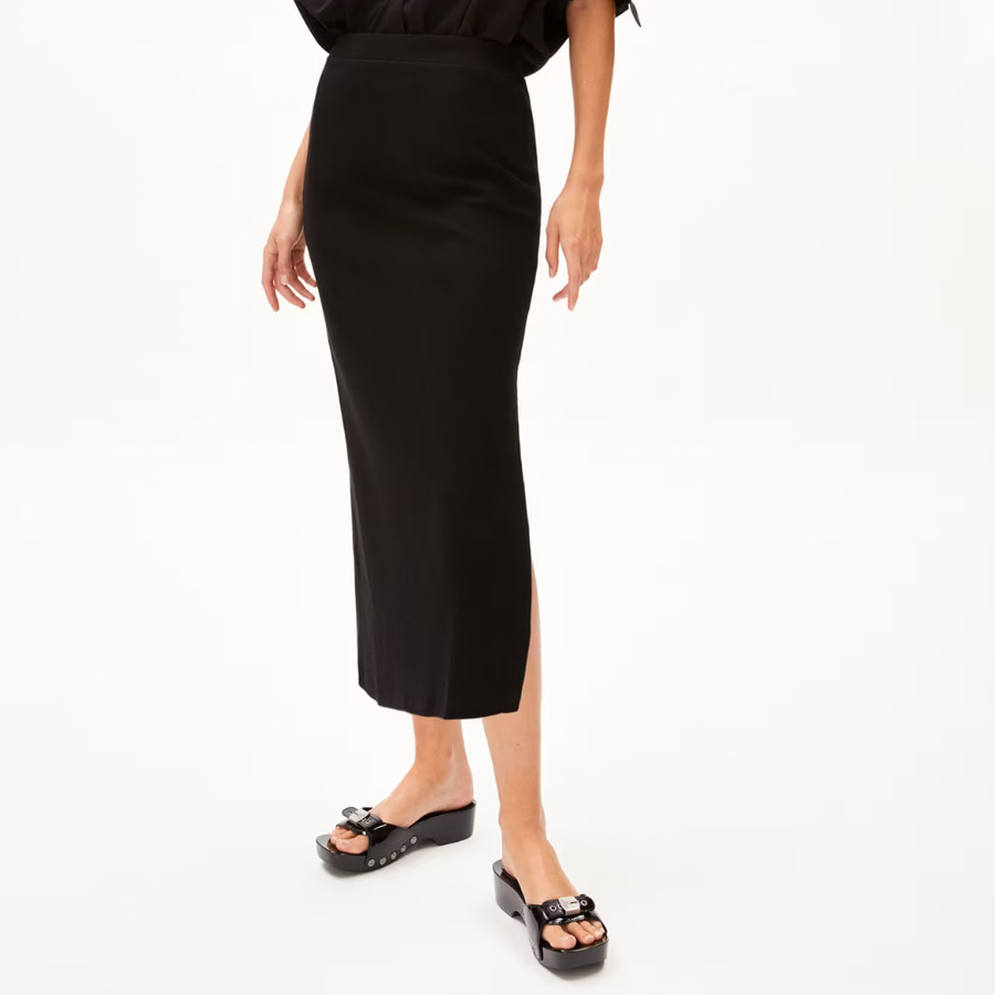 ARMEDANGELS effen rok AZITAA BLACK biologisch katoen rib Natur