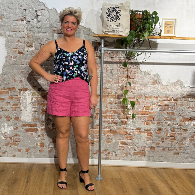 MAZINE korte linnen bermuda broek NALA FUCHSIA
