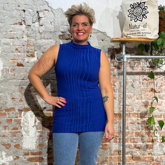 THINKING MU THINKING MU lange top VELITA INDIGO van ecovero en katoen