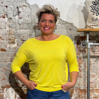 SKFK SKFK shirt ZURI YELLOW 3/4 mouw modal