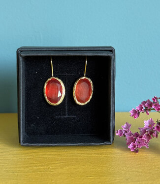 happy lona Oorbellen met cateye stone verguld CEYDA SUNSET