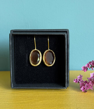 happy lona Oorbellen met cateye stones verguld CEYDA EARTH