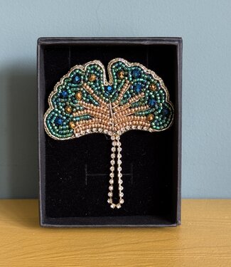 Natur-el FAIRTRADE broche GINKO met pailetten en kralen
