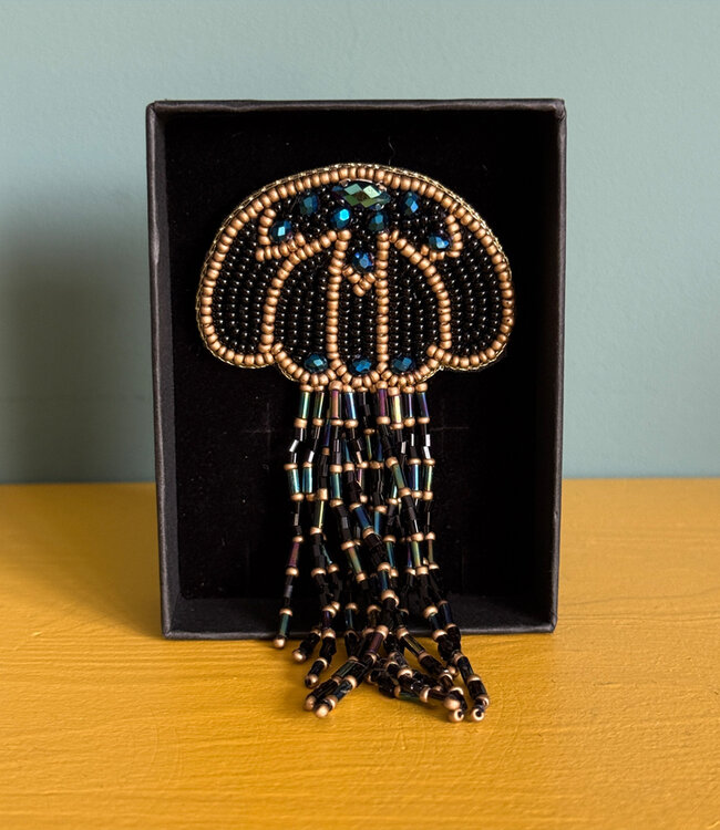 FAIRTRADE broche OCTOPUS met pailetten en kralen