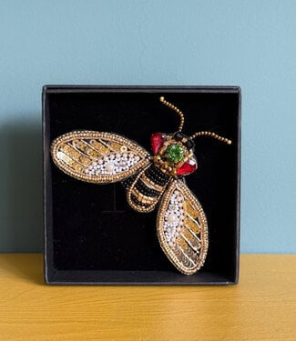 Natur-el FAIRTRADE broche QUEEN BEE met pailetten en kralen