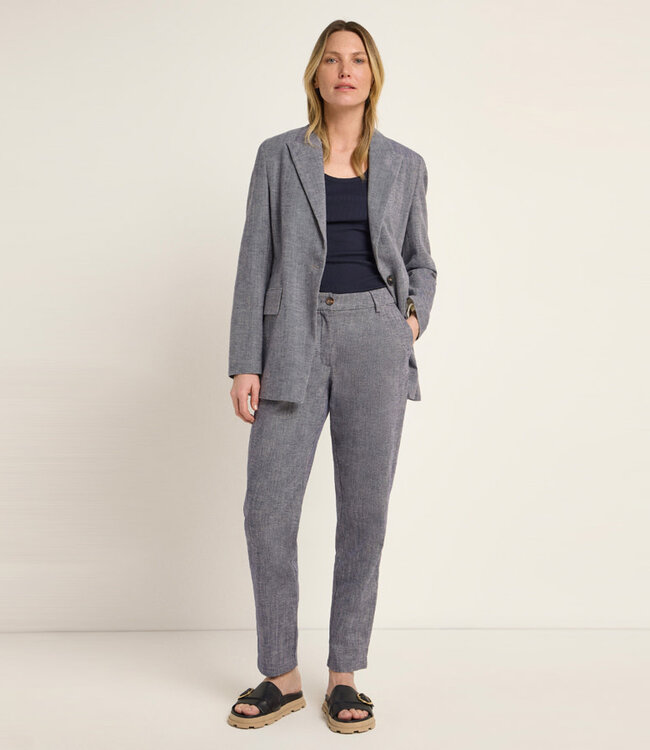 LANIUS pantalon met plooien LIEN BLUE linnen katoen