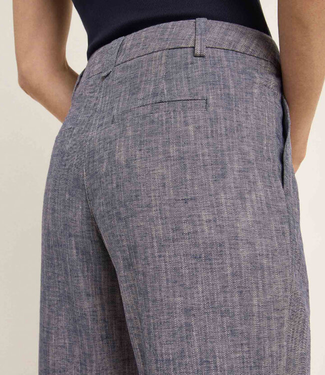 LANIUS pantalon met plooien LIEN BLUE linnen katoen