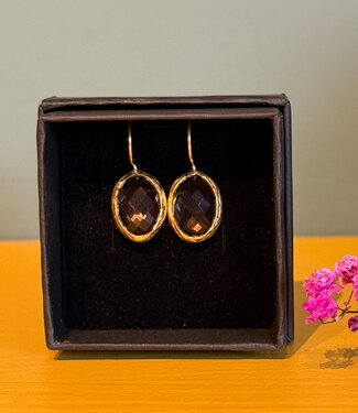 happy lona Oorbellen met cateye stones verguld CEYDA ZULTANO