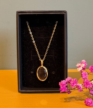 happy lona KETTING met cateye stones verguld ESILA ONYX