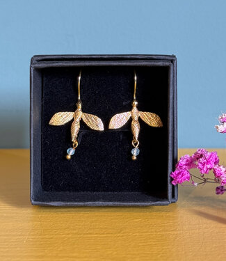 happy lona Oorbellen met half edelsteen verguld BUMBLE BEE BLUE