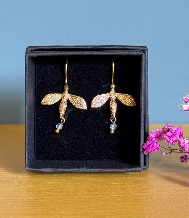 Oorbellen met half edelsteen verguld BUMBLE BEE BLUE