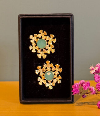 happy lona Fairtrade Oorbellen FLOWER POWER verguld AQUA