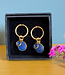happy lona FAIRTRADE Oorbellen met cateye stenen DUO BLUE verguld