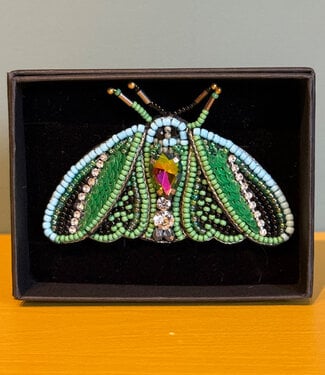 Natur-el FAIRTRADE broche MOT GROEN met pailetten en kralen