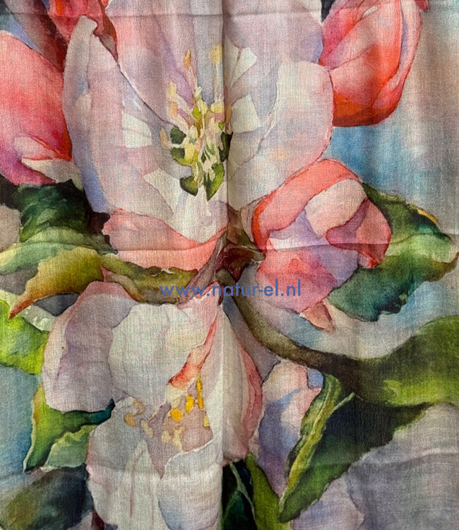 Sjaal met print van merinowol en zijde MAGNOLIA