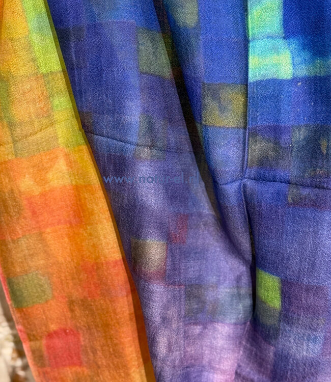 Sjaal met print van merinowol en zijde BLOCKS