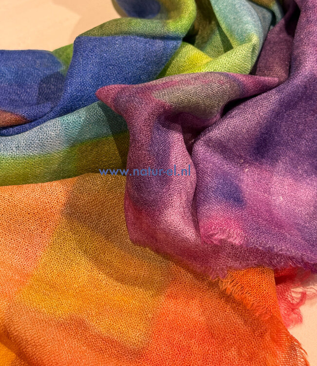 Sjaal met print van merinowol en zijde BLOCKS