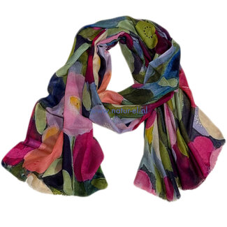 happy lona Sjaal met print van merinowol en zijde FLOWER POWER