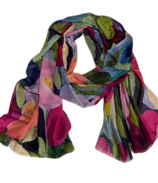 happy lona Sjaal met print van merinowol en zijde FLOWER POWER