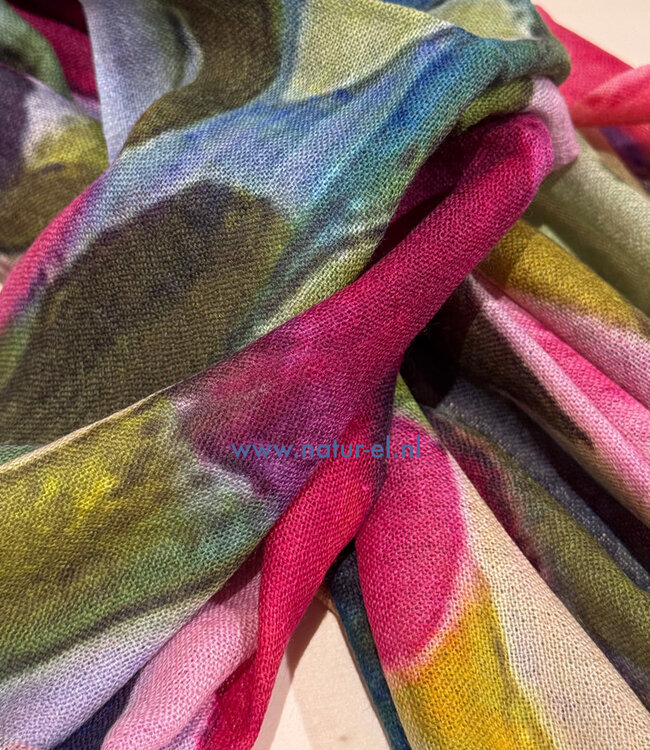 Sjaal met print van merinowol en zijde KIWI POPS