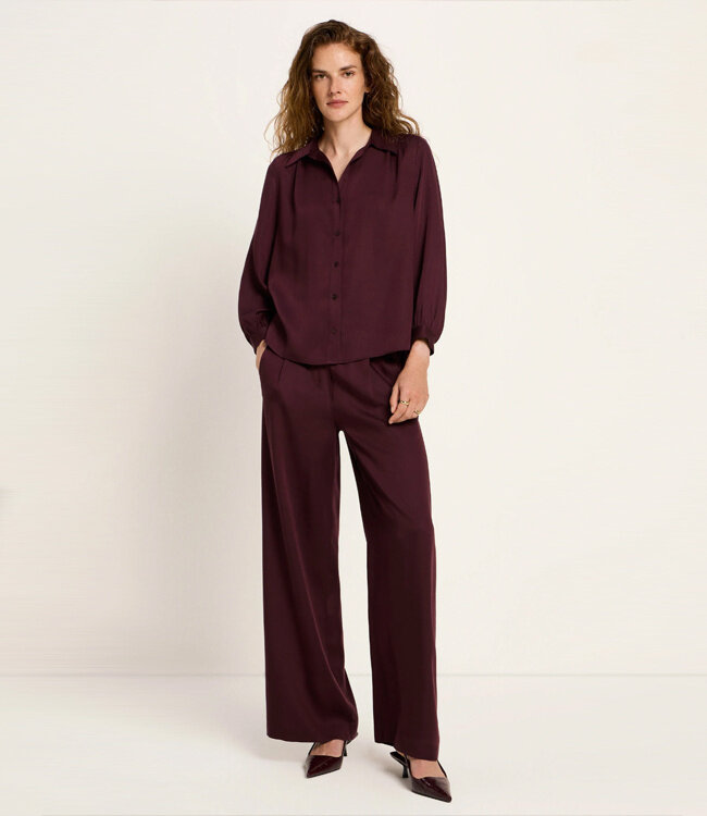 LANIUS effen blouse NORAH BORDEAUX van tencel