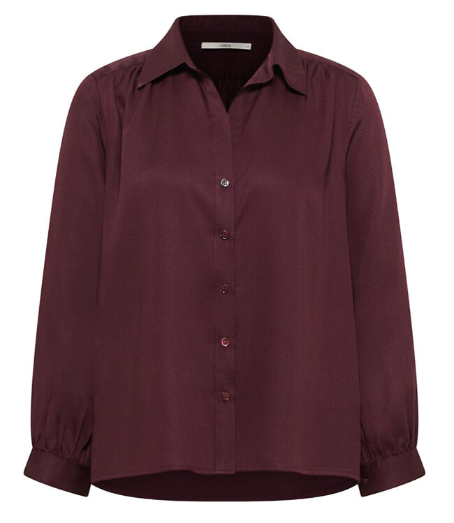 LANIUS effen blouse NORAH BORDEAUX van tencel