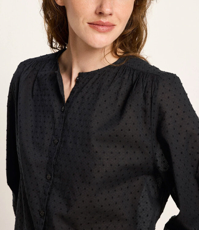 LANIUS blouse met structuurstof en plooien DITA BLACK