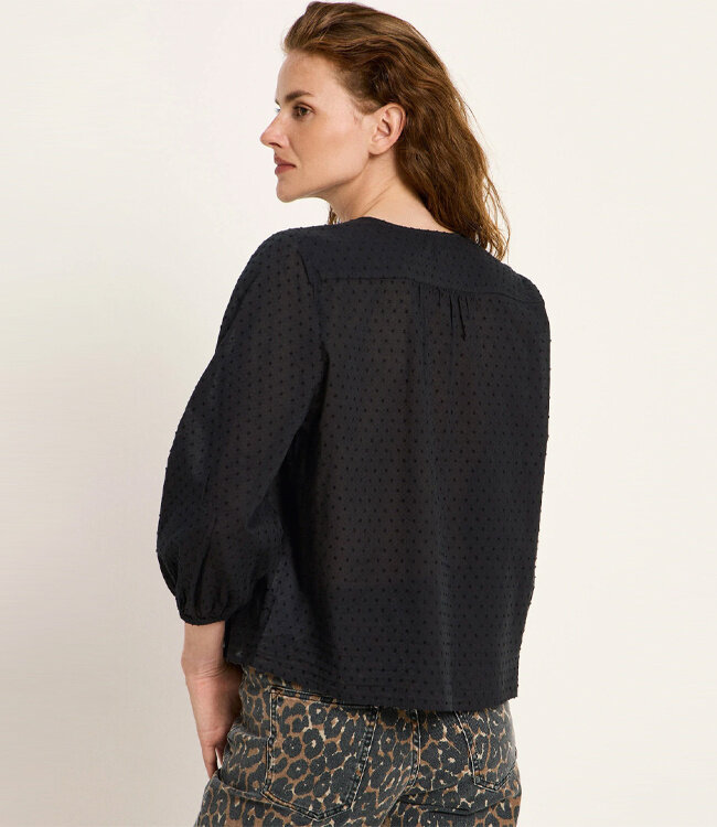 LANIUS blouse met structuurstof en plooien DITA BLACK