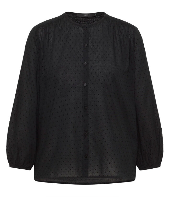 LANIUS blouse met structuurstof en plooien DITA BLACK