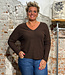 Lanius LANIUS gestreept v-hals shirt KATO CINNAMON BLACK
